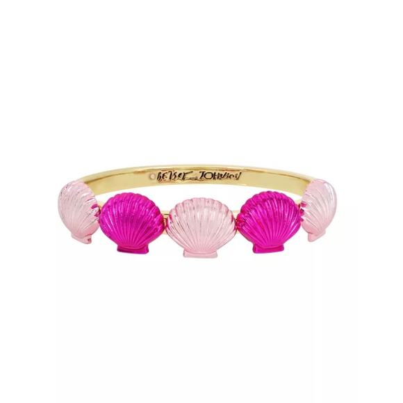 NEW | Betsey Johnson | Pink Seashell Hinged Bangle Bracelet - Picture 3 of 5